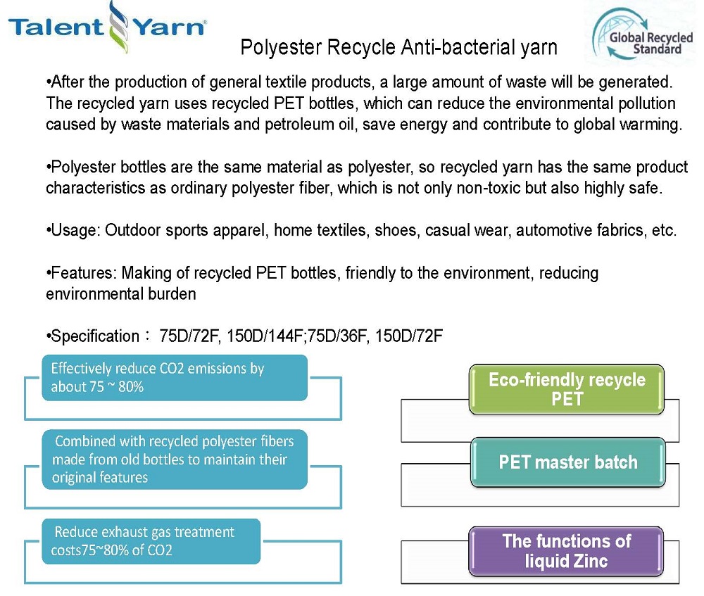 Polyester Recycle Anti-bacterial yarn